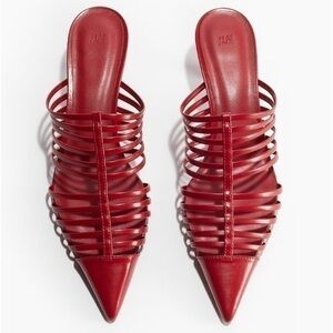 Red straps mules